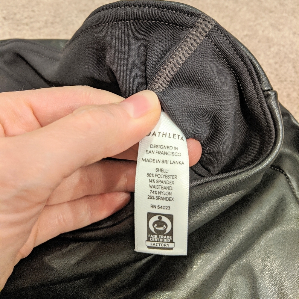 Athleta Faux Leather Fleece Lined Leggings M - Picture 7 of 9